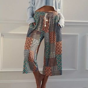 Anthropologie Gina Lounge Stretchy Boho Patchwork Pants Small